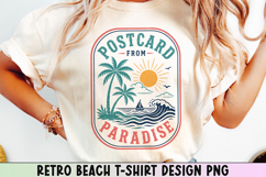 Retro Beach T Shirt Design, Distressed Coastal Sublimation. Product Image 1