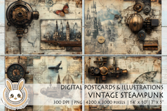 Vintage Steampunk | Postcard | Scrapbooking | Clipart Product Image 1