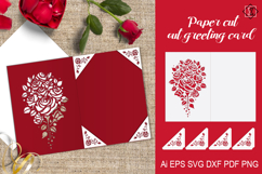 Postcard with cut out bouquet of roses / Paper cut / SVG Product Image 1