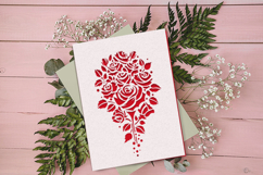 Postcard with cut out bouquet of roses / Paper cut / SVG Product Image 2