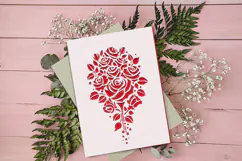 Postcard with cut out bouquet of roses / Paper cut / SVG Product Image 2