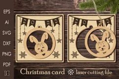 Christmas card craft/ball with a bunny 4/Laser cut/SVG Product Image 1