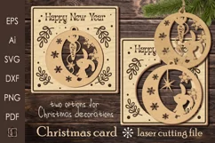 New Year's card Christmas tree toy with a bunny 5/Laser cut Product Image 1
