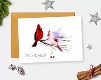 Watercolor Christmas clipart with cardinal birds Product Image 6