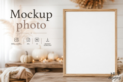 Vertical Autumn wooden Frame Mockup farmhouse poster Mockup Product Image 1