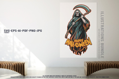 Haunted Grim Reaper Halloween Figures Creepy Skull Vector Product Image 3