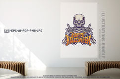 Cursed Pumpkin Faces And Haunted Skeleton Halloween Vector Product Image 2