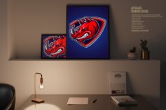 Red Rhino Head Mascot Shield Logo Product Image 2