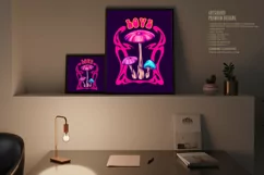 Magical mushroom family with psychedelic nouveau frame Product Image 2
