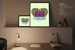 Cannabis sativa leaf in art nouveau heart shaped frame Product Image 3