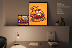 Happy Burger Mascot Wearing Royal Crown Cartoon Style Product Image 3