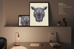 Cartoon Rhino Head Mascot Rhinoceros Mean Product Image 2