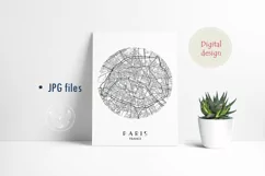 Paris France Round Printable | City Map Product Image 1