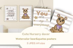 Baby bear watercolor poster &amp; quotes for nursery room decor Product Image 1