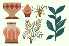 Pot and Leaf Watercolor Vector Set Product Image 1