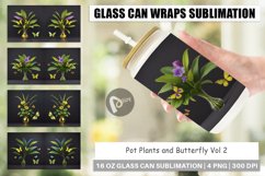 Glass Can Wraps Pot Plants and Butterfly Product Image 1