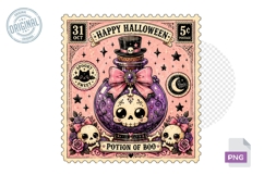 Potion of Boo Skull Halloween Stamp PNG Sublimation Art Product Image 1