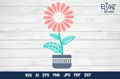 Potted Flower SVG Design. This Flowerpot PNG Illustration is Compatible with Cricut and Silhouette Cutting Machines