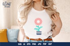 Potted Flower SVG Design. This Flowerpot PNG Illustration is Compatible with Cricut and Silhouette Cutting Machines