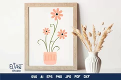 Potted Flower SVG Design. This Flowerpot PNG Illustration is Compatible with Cricut and Silhouette Cutting Machines