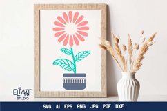 Potted Flower SVG Design. This Flowerpot PNG Illustration is Compatible with Cricut and Silhouette Cutting Machines
