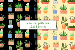 Cute Potted Plants and Succulents Seamless Pattern Product Image 1