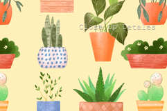 Cute Potted Plants and Succulents Seamless Pattern Product Image 3