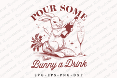 Bunny Champagne Party SVG, Easter Cheers SVG Design Product Image 1