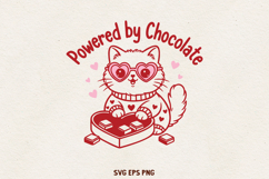 Cute Cat Valentine Design | Funny Chocolate Lover SVG PNG Product Image 1