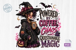 Powered by Coffee Chaos Gothic Witch PNG Sublimation Design Product Image 1