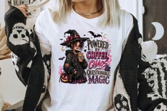 Powered by Coffee Chaos Gothic Witch PNG Sublimation Design Product Image 2