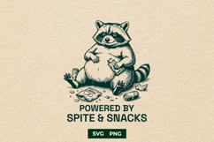 Funny Raccoon SVG Powered By Spite And Snacks PNG Design Product Image 1