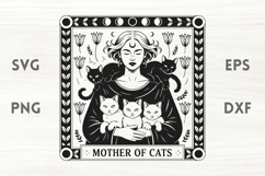 Powerful witch and cats with flowers SVG Product Image 1