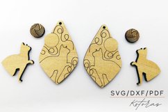 Cat and Wool Earring 2 Layered Digital Download Product Image 2