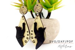 Cat and Wool Earring 2 Layered Digital Download Product Image 1