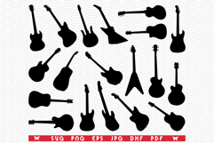 SVG, Guitars, Black silhouettes, Digital clipart Product Image 1