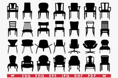 SVG Chairs Armchairs, Black silhouettes digital clipart Product Image 1