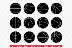 SVG Basketball Balls, Black Silhouettes, Digital clipart Product Image 1