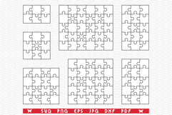SVG White Puzzles, Separate Pieces digital clipart Product Image 1