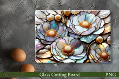 Glass Cutting Board Design | White Flowers Product Image 1