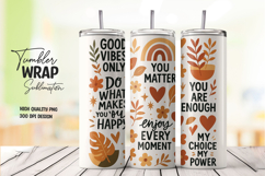 Good vibes only motivational tumbler wrap with plants Product Image 1