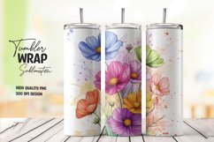 Watercolor floral tumbler wrap sublimation png Product Image 1