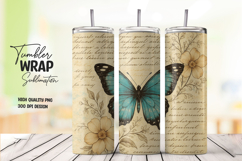 Vintage Butterfly Tumbler Wrap Sublimation Product Image 1