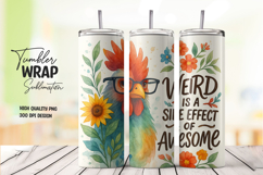 Funny rooster floral tumbler wrap with awesome quote Product Image 1