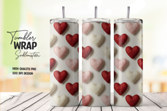 Fabric Stitch Heart Tumbler Wrap Cozy Valentine Love Design Product Image 1