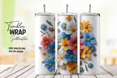 Multicolor 3d floral tumbler wrap sublimation design Product Image 1