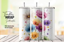Watercolor floral tumbler wrap sublimation png Product Image 1