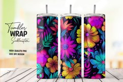 Neon flower tumbler wrap sublimation Product Image 1