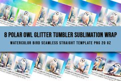 Polar Owl Glitter Tumbler Sublimation Wrap Watercolor Seamle Product Image 1