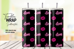 Neon Love Lips Valentine Tumbler Wrap Sublimation PNG Product Image 1